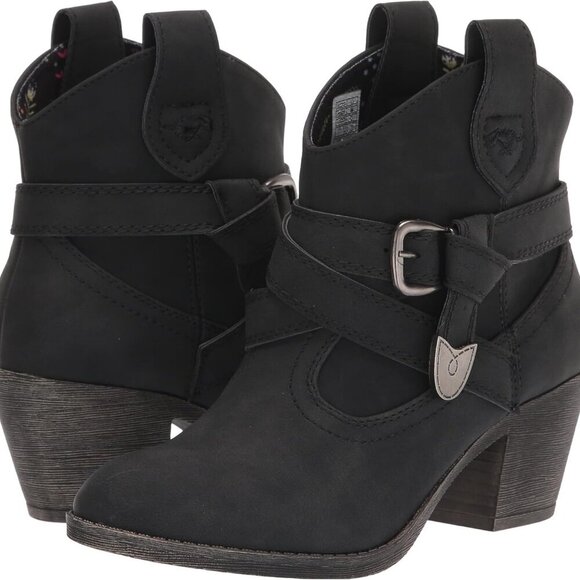 Women’s Modern Ankle Boot with Pull-Up Tabs - Black - 6 - Synthetic - Rubber - C - Picture 7 of 8